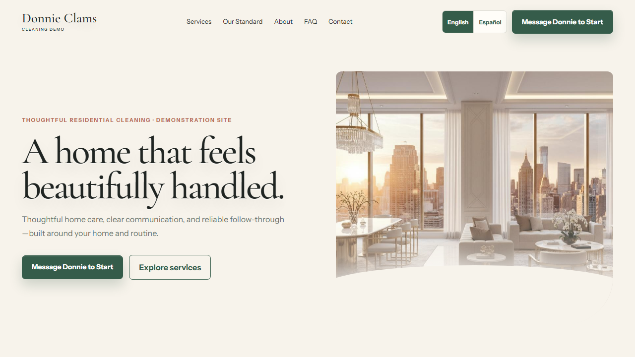 Harborlight Cleaning Co. homepage preview